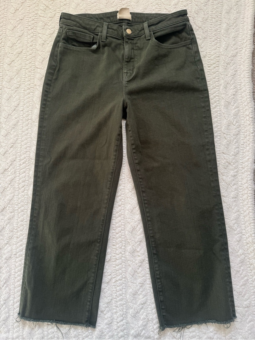 L'AGENCE Wanda High Rise Cropped Jeans Balsam Raw Hem Size 29